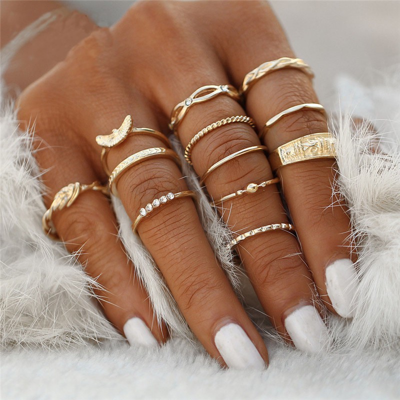 12pcs / Set Cincin Gaya Vintage Untuk Wanita-2