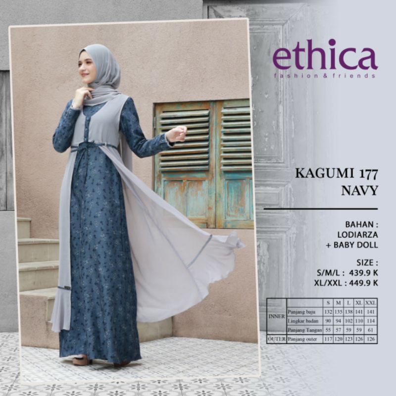 Gamis Terbaru 2020 Ethica Kagumi 177 Navy