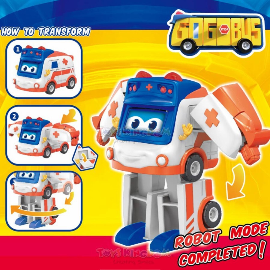 Gogo Bus Transforming Amby Robot Gogobus Ambulance Police Robot / Kado Mainan Anak Mobil Robot Polis