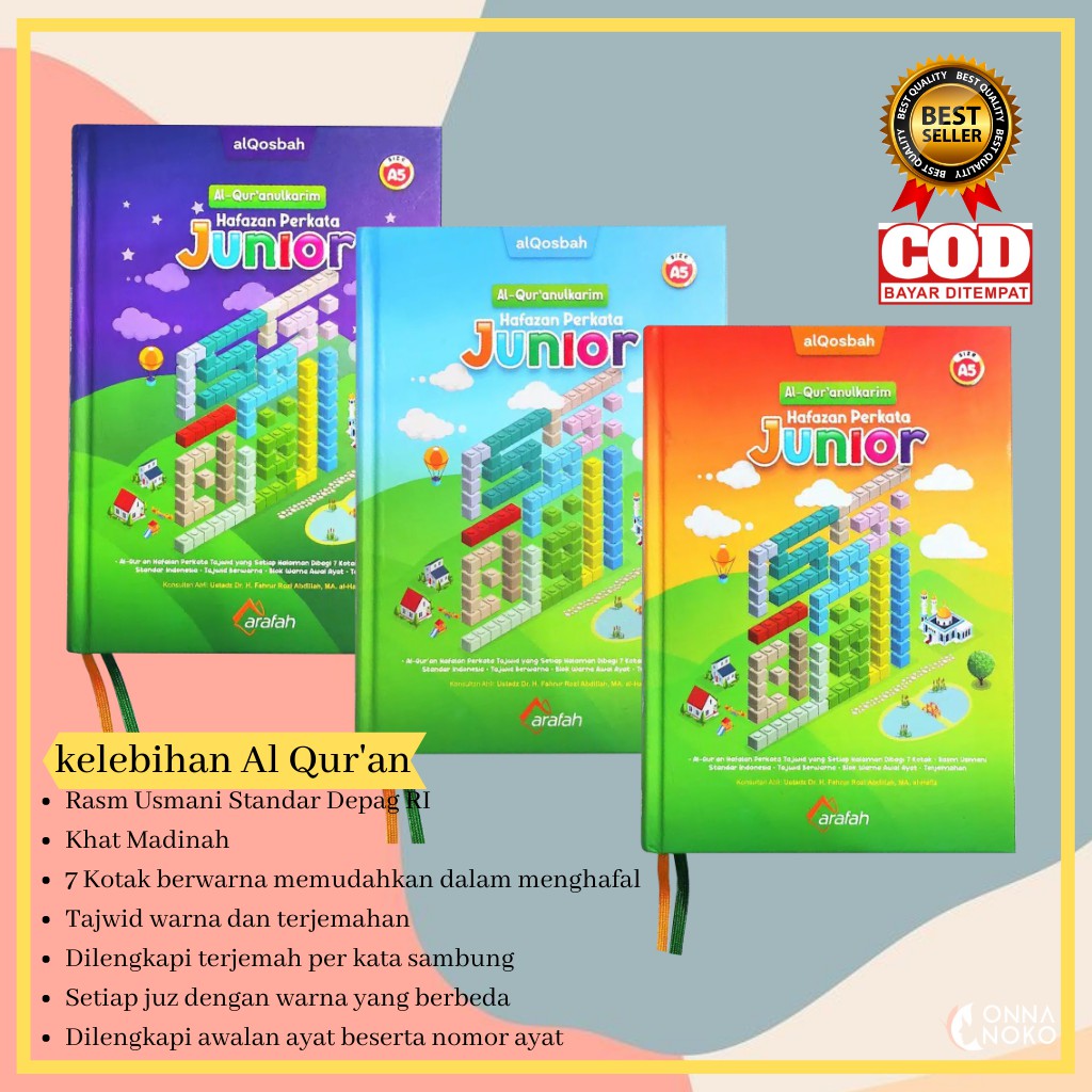 Mushaf Alquran Hafalan Tajwid Anak Terjemahan Kids Mudah Al quran/Quran Madinah Ustmani Warna Besar