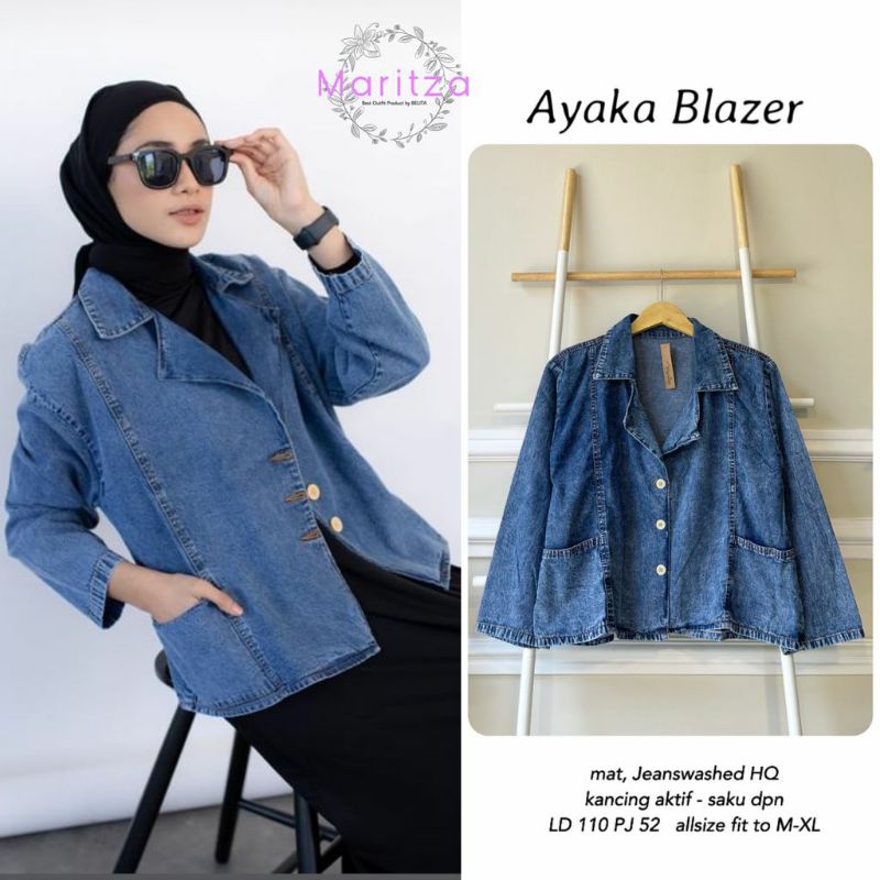 Ayaka Blazer Outer Jeans Wash Maritza