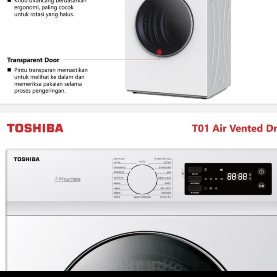 Dryer Toshiba TDH80SEN / Pengering Toshiba TD-H80SEN