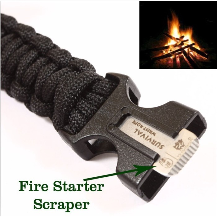 Gelang Pemantik Api Dengan Magnesium Flint Fire Starter Paracord