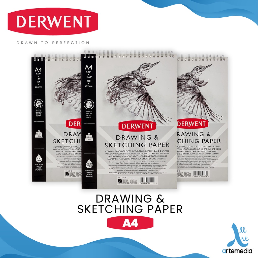 

Derwent A4 Sketch Pad Wire Bound Drawing Sketching Paper Buku Sketsa