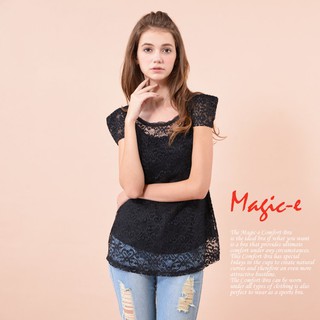 Blus Lace Bunga Wanita Elegan  Dua Lapis Halus Warna  Abu 