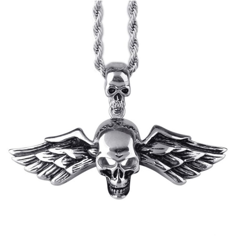 Kalung Rantai Liontin Tengkorak Gaya Punk Gothic Untuk Pria