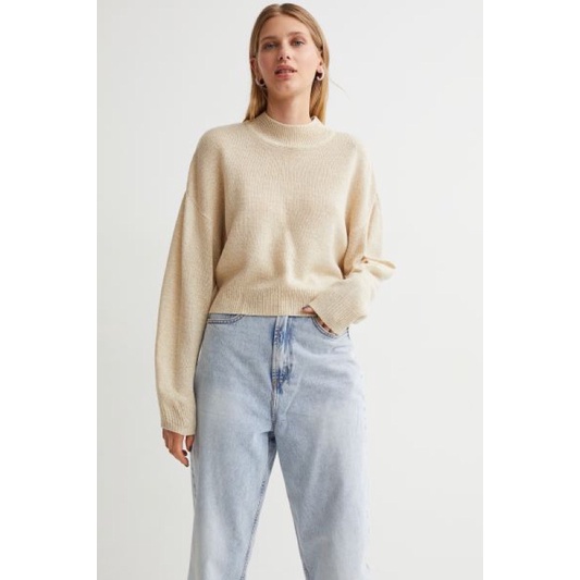 [SALE] H&M fine knit jumper rajut sweater beige BEST SELLER size S jastip hm hnm murah