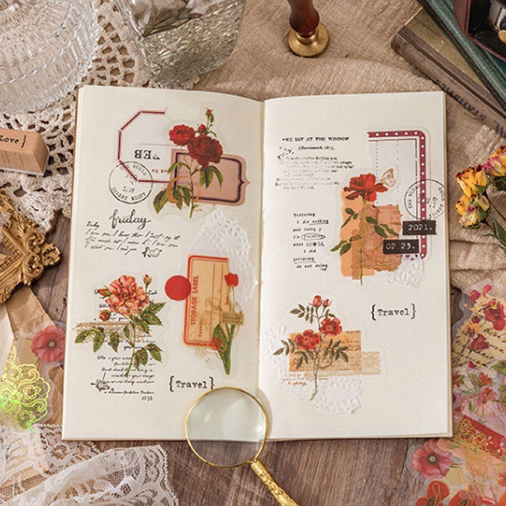 Mxbeauty Bahan Stiker Alat Tulis Sekolah Kreatif DIY Scrapbooking Diary Dekorasi DIY Craft Kolase Seri Syair Retro Stiker
