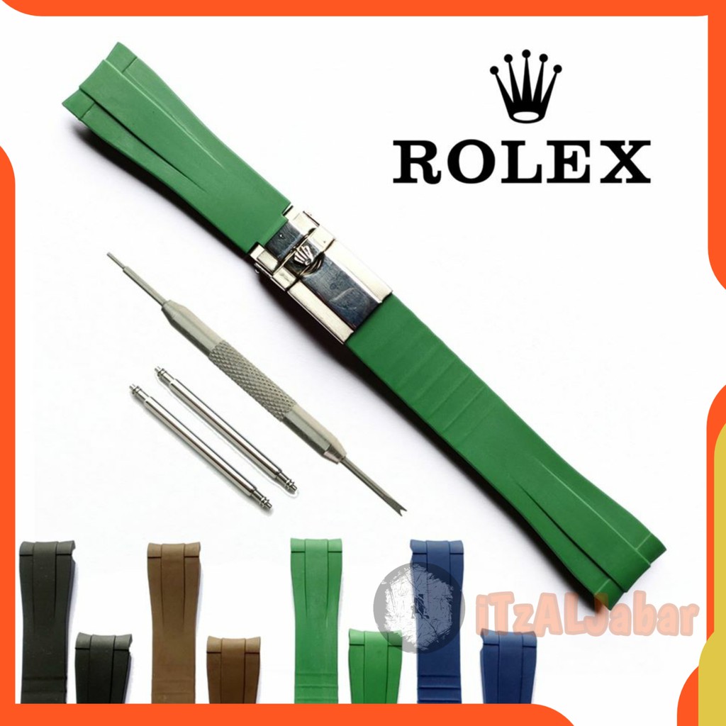 Tali jam tangan Rolex rubber strap 20mm full set Tali jam Rolex 20 mm - Hijau