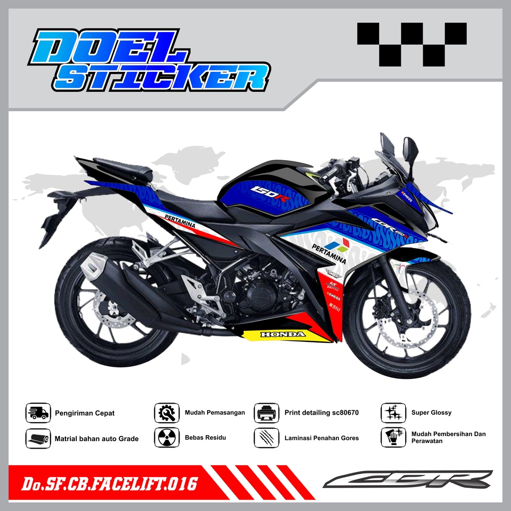 STICKER STRIPING CBR 150 R Facelift - STICKER STRIPING SEMI FULL LIST VARIASI HOLOGRAM , CROME CBR 150 R Facelift DOEL 016