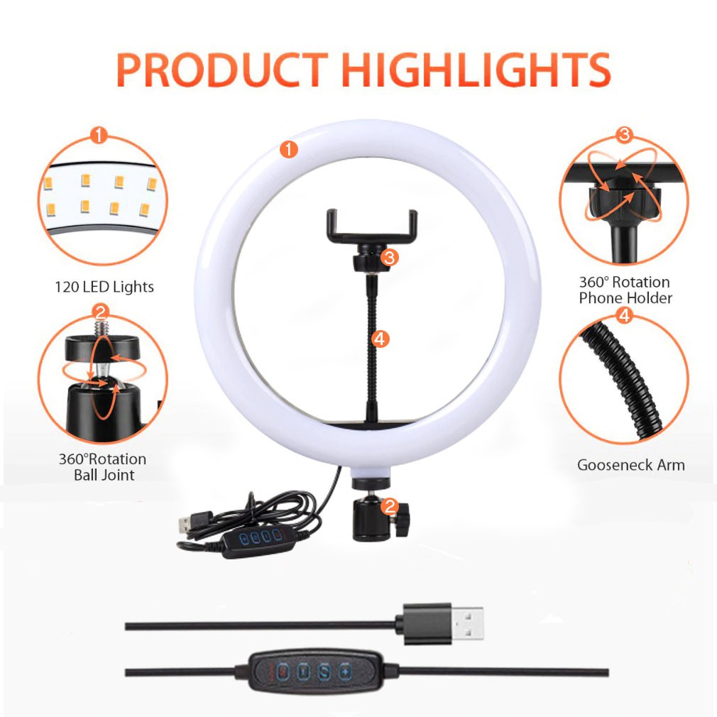Paket Komplit Ringlight 26cm + Tripod Meja Make Up Vlog Lampu Ringlight 26cm