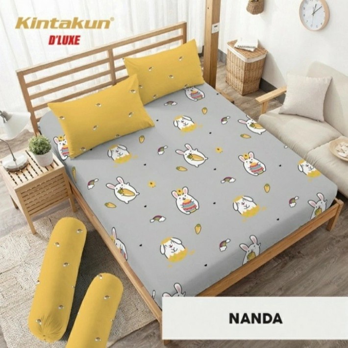 Sprei Kintakun Dluxe 3D Super Single Queen King 100x200 120x200 160x200 180x200 Motif Nanda Bunny Ke
