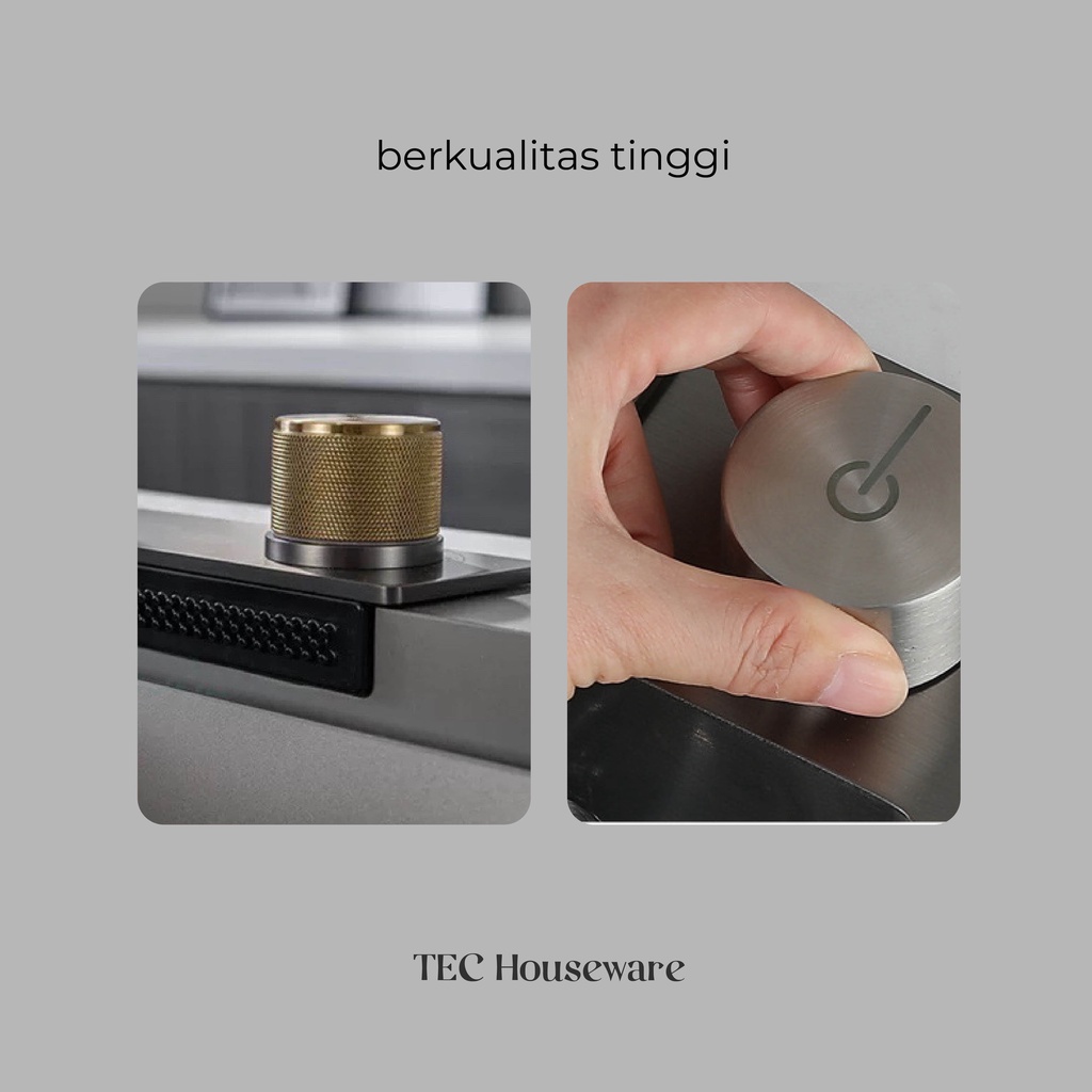 Podomoro Tok Tok Produk Rumah Tangga Tec Juno Kitchen Sink Stainless Steel 304 Matte Grey Rainfall
