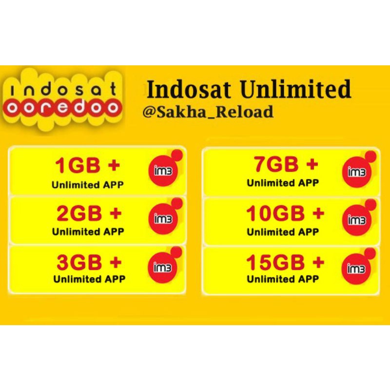 Voucher / Paket Data / Kuota Indosat Unlimited Inject atau voucher termurah