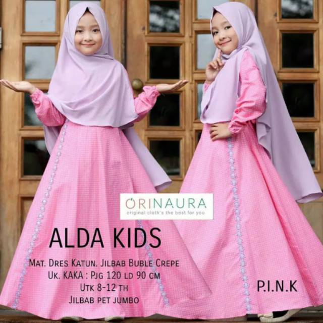 Alda kids polka gamis anaka pakaian anak fashion muslim anak