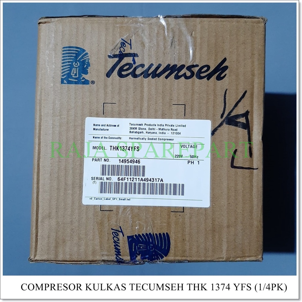 Compressor Kulkas &quot;TECUMSEH&quot; 1/4pk 1374YFS (Harga Sudah Termasuk Packing kayu)