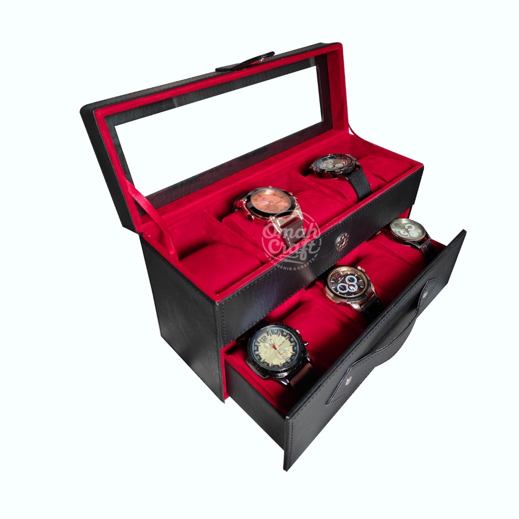 Kotak Jam Tangan isi 10 Susun / Promo Box Tempat Penyimpanan Jam Arloji / Watch Case Box organizer