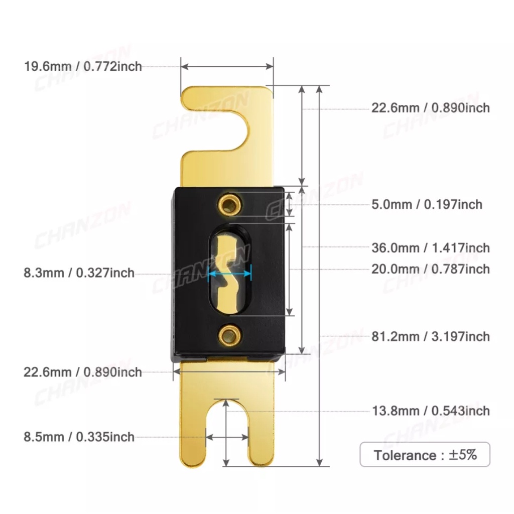 Fuse Sekering ANL Gold Plated Audio Mobil 60 A s/d 500A