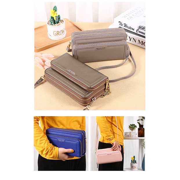 Mochillastore - Dompet Wanita Sintetis Kulit Dompet Tebal Dompet Selempang Dompet Hp Dompet Kartu Populer Termurah Elegand