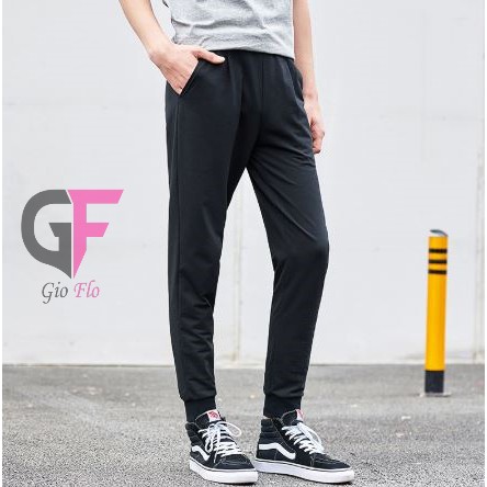 GIOFLO Celana Training Jogger Cowok Keren Black / CLN 1197