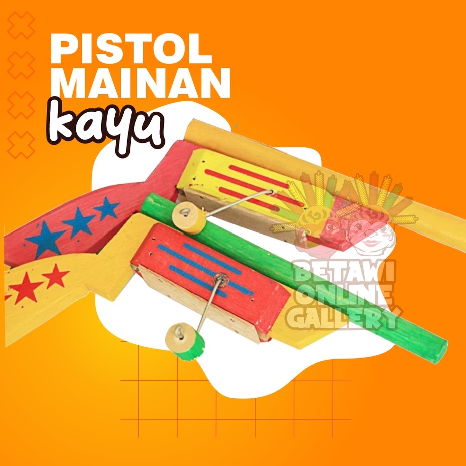 Pistol mainan kayu / mainan tradisional / tembakan kayu