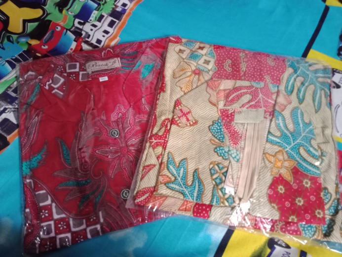 Tey-17 Batik Wanita Asj Sa Hrb026 Kenongo Kemeja Tosca Pendek Dengan Potongan