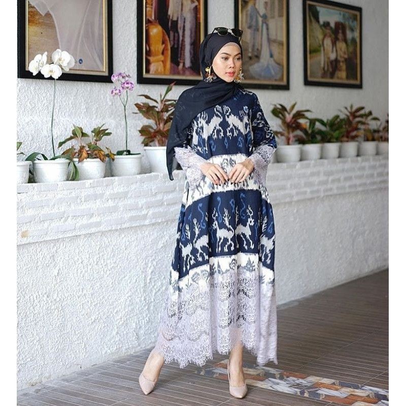 Gamis brokat - set couple tenun - sarimbit - baju pesta - couple etnik