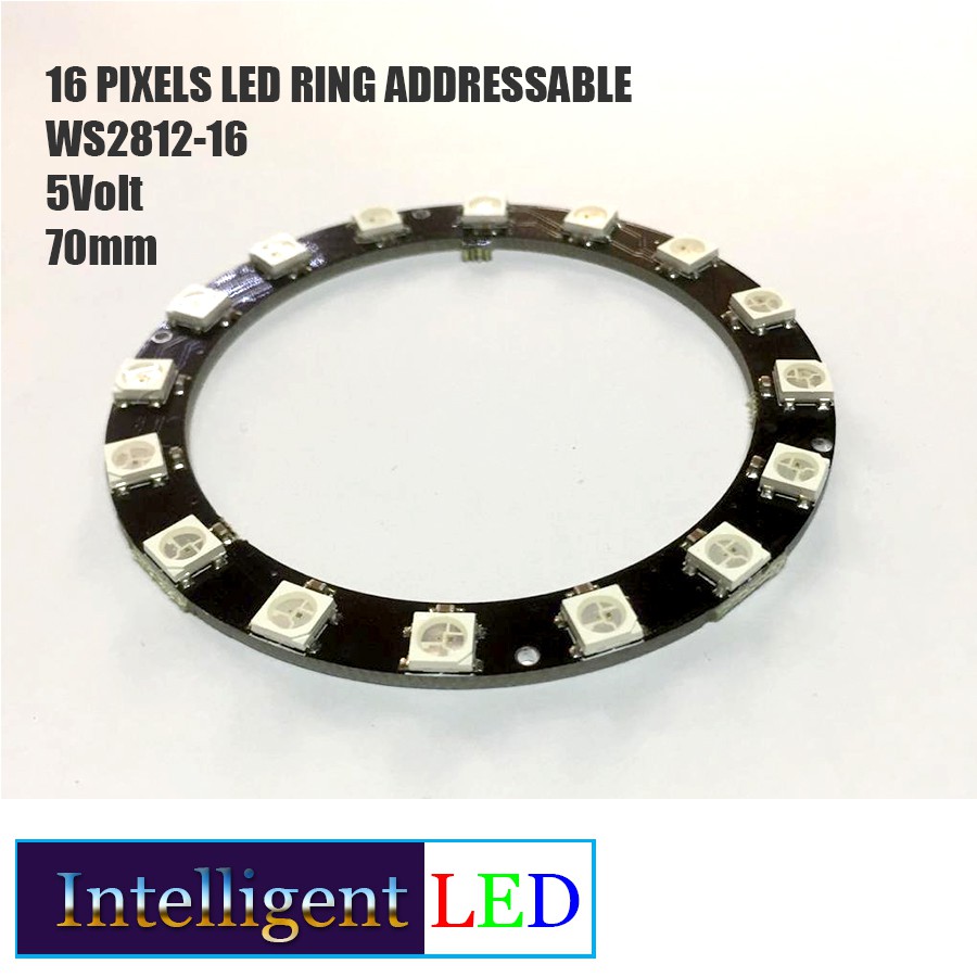 LED Ring Addressable RGB 5V 16 Pixels LED support Arduino Diameter 70mm