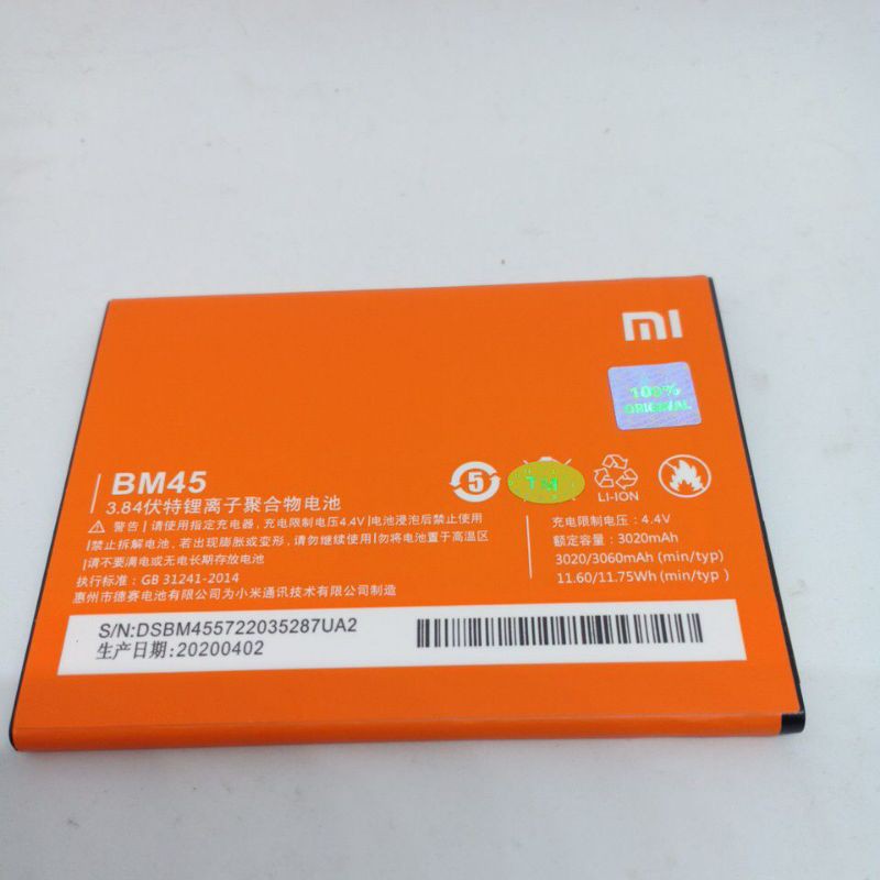 Baterai ori Xiaomi BM45 redmi note 2