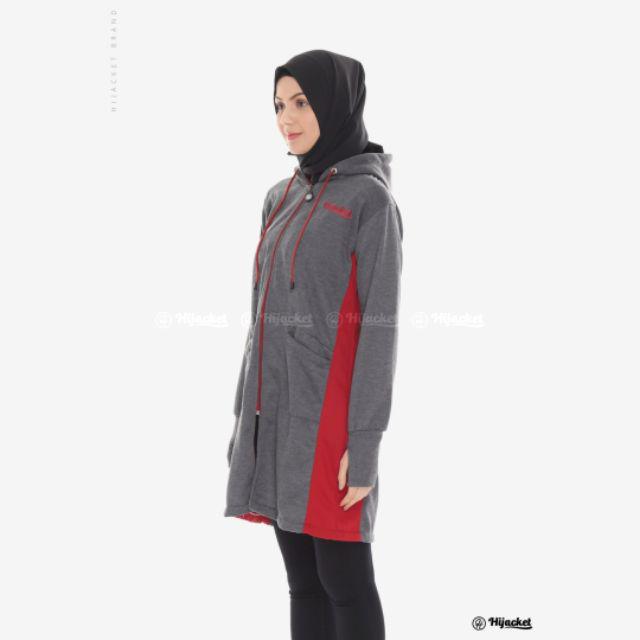 FASHION HJAB MUSLIM MUSIM DINGIN - JAKET HIJAB PREMIUM BAHAN TEBAL HIJACKET AVIA CASUAL LOOK-Dark Grey