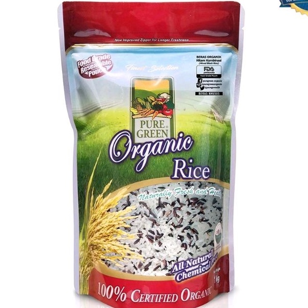 

Puregreen Organic Rice Beras Organik Beras Hitam Kombinasi (Black Mixed Rice) 1 kg