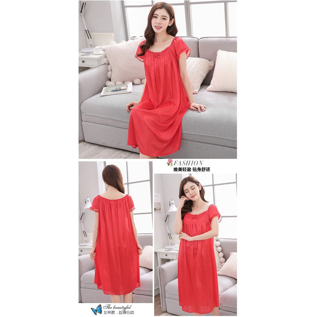 Baju Tidur Satin #826 Pakaian Wanita Women Silk Korea Fashion Piyama Pyjama Korean Style High Qualit