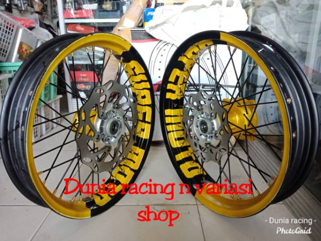 Sepaket Velg Supermoto Honda CRF 150 Custome Tulisan Supermoto Honda CRF dan lain warna bebas milih