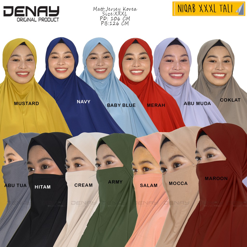 TOKODENAY - HIJAB MASKER - NIQAB MALAYA 2IN1 - BAHAN JERSEY - JILBAB WANITA MUSLIMAH - BEST SELLER