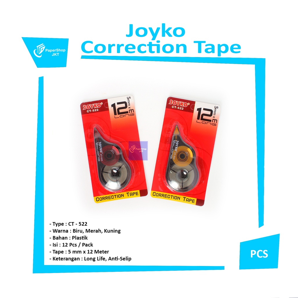 JOYKO – Correction Tape CT-522 Tipe X Pita – Pcs
