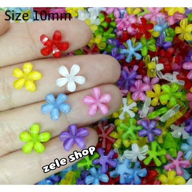 Bunga aklirik ukuran 10mm / Nail art acc / Kerajinan Tangan