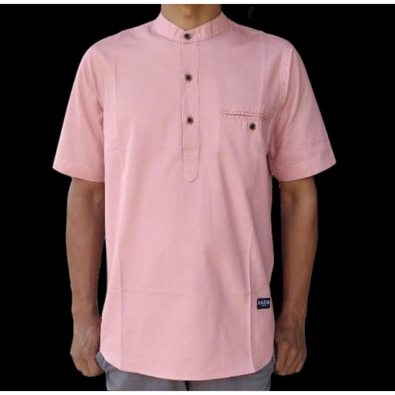 Best Baju Muslim Pria Dusty Pink out fit terbaru /Kemko terlaris dusty Pink lengan Pendek /Kemeja Se