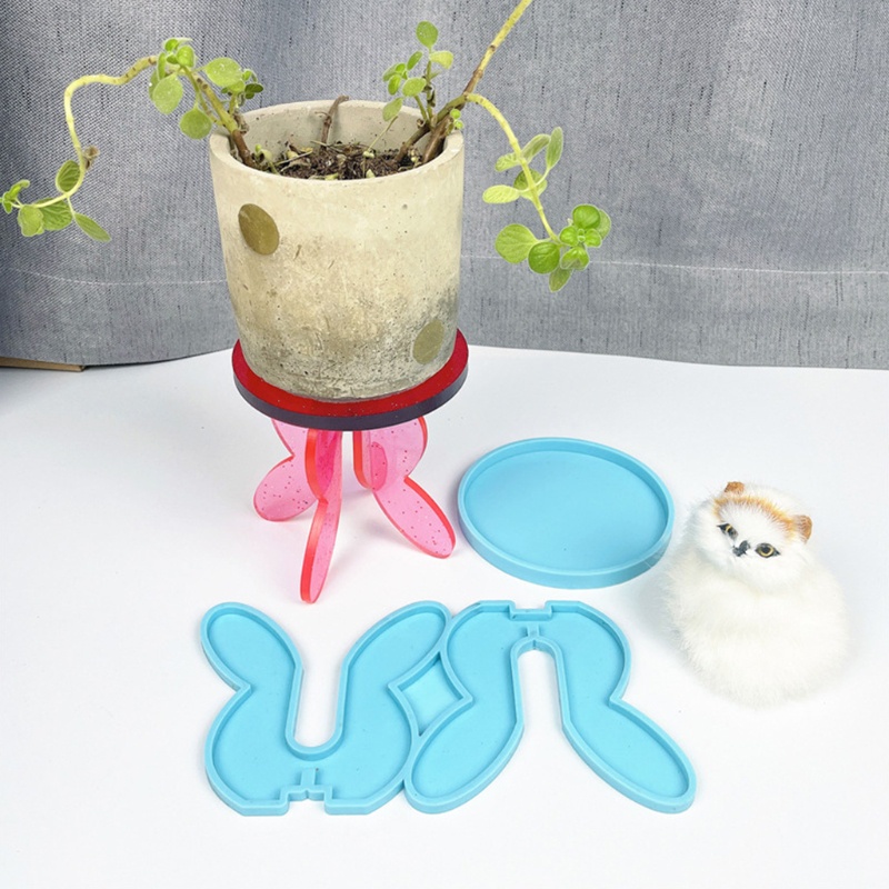 SIY  1 Set Epoxy Resin Mold Potted Ornaments Bracket Tray Silicone Mould DIY Crafts Decortaions Casting Tools