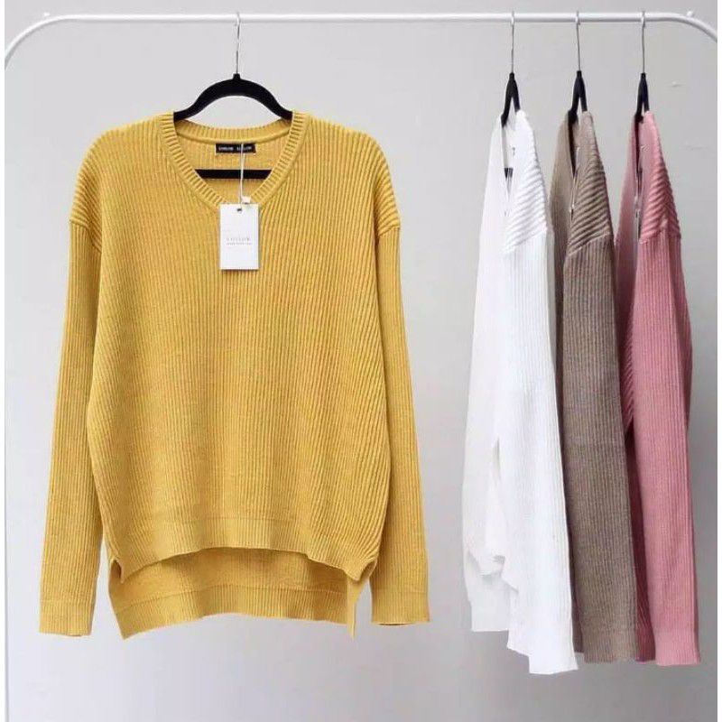 SWETER RAJUT BOXY_V NECK PREMIUM