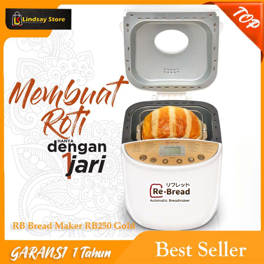 Mesin Roti Otomatis RB250 Gold - Kapasitas 1000g, Putih, 22 Program Pembuatan Roti