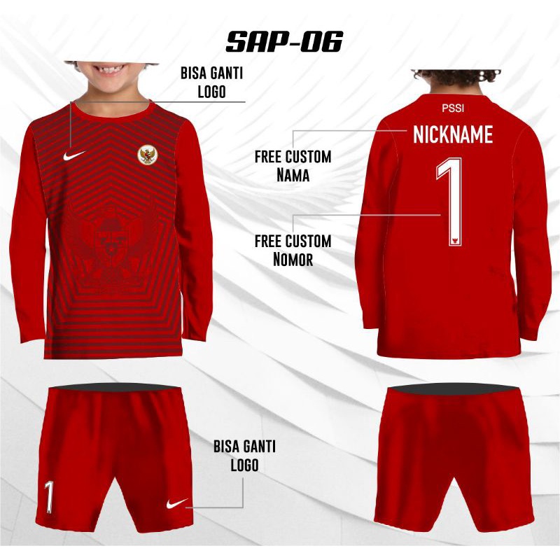 jersey setelan anak timnas indonesia free logo dan nama