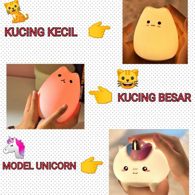 Lampu Tidur LED 7 Warna Model Kucing Lucu - KUCING KECIL
