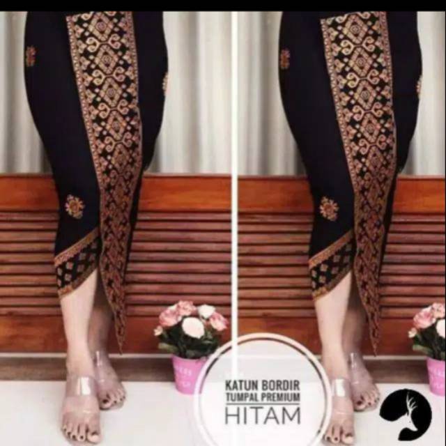 Kamen Bali Songket Bordir Rebong Lembaran