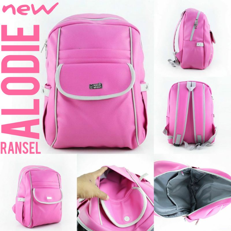 TAS RANSEL B ALODIE VARIAN PINK FANTA RUMAH WARNA TAS WANITA ANAK SEKOLAH KULIAH KERJA LAPTOP