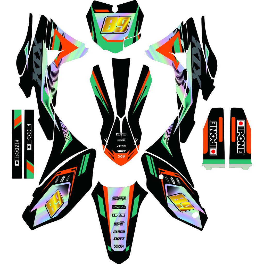 DECAL STICKER VARIASI STRIPING KLX GORDON FULL BODI SUPERGLOSY ITEM TOSKA