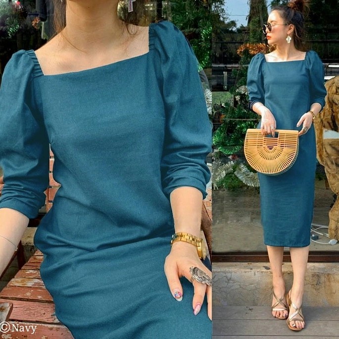 BAJU DRESS WANITA KOREA BAJU CASUAL DRES KAOS TERUSAN PEREMPUAN DENIMO