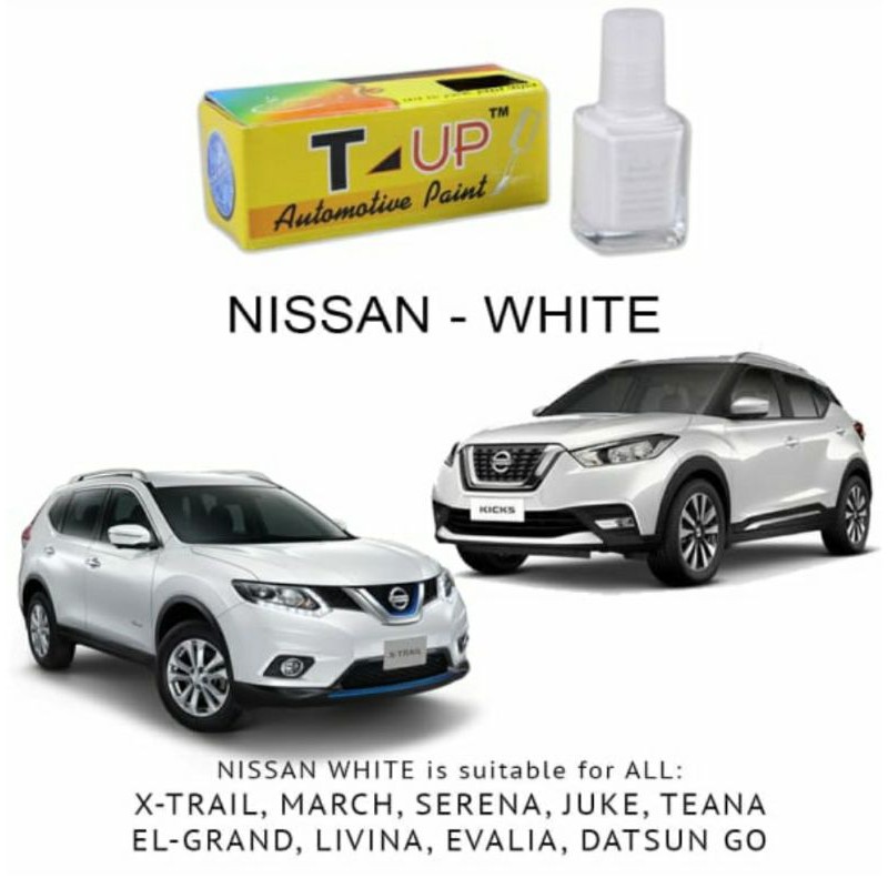 T-Up cat oles Nissan white solid contoh cat putih Nissan march evalia livina sample cat Nissan white