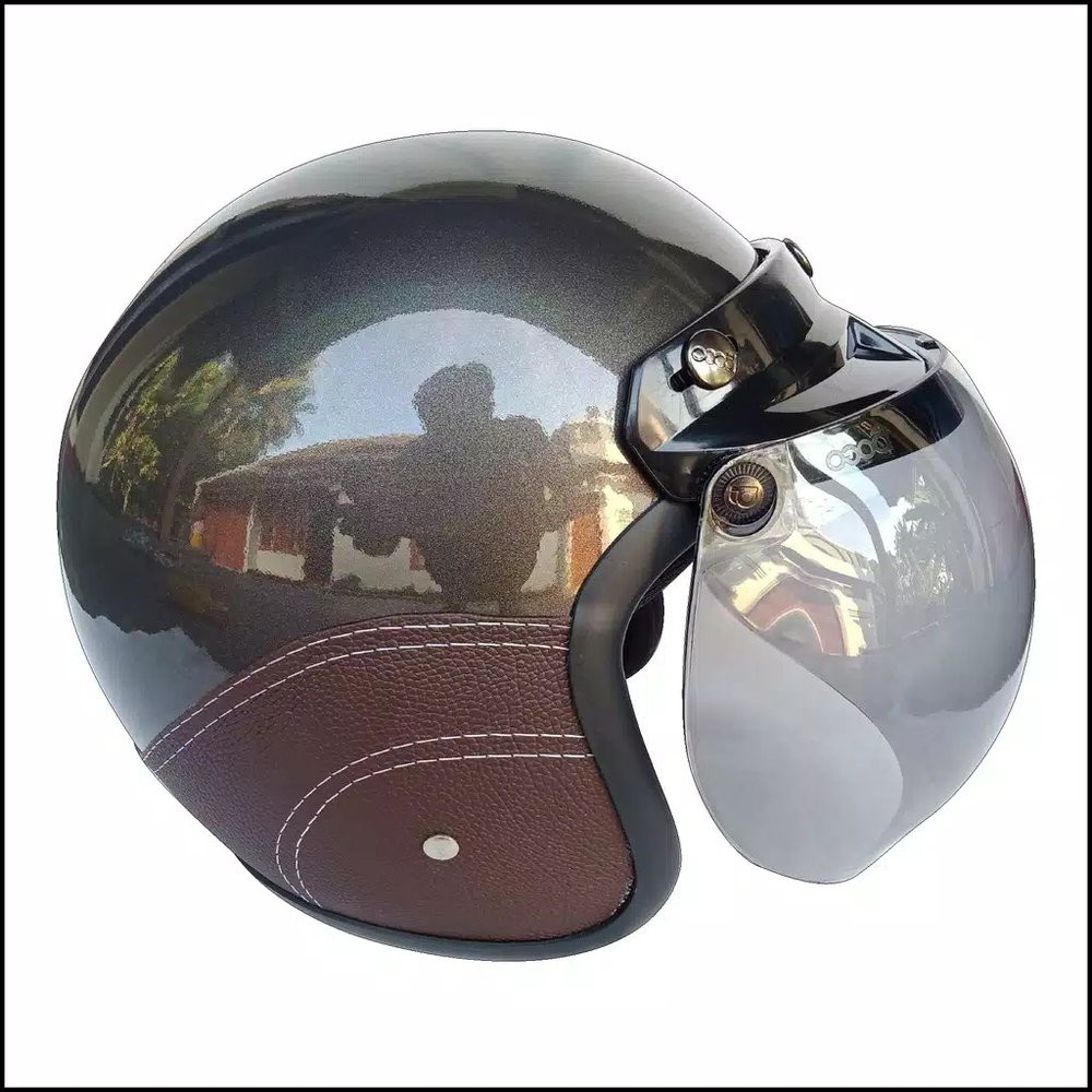 Helm Bogo SNI Helm Bogo Original Kulit Cokelat Glossy Mengkilat Retro  Classic Pria Wanita Unisex | Shopee Indonesia