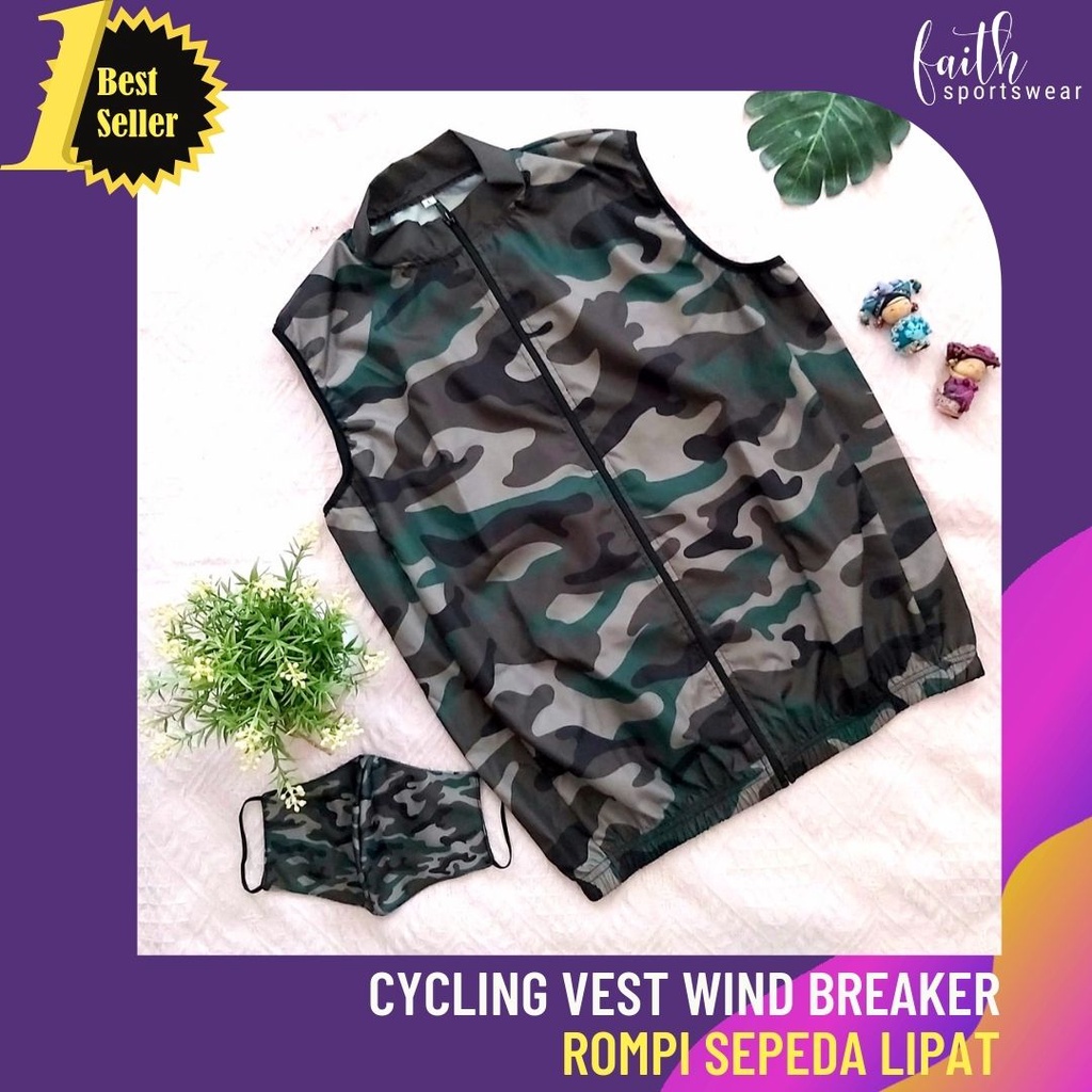 ROMPI OLAH RAGA / CYCLING VEST PRIA WANITA ARMY - LORENG HIJAU