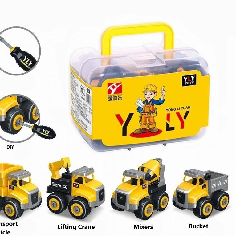 TERLARIS Mainan Edukasi Anak Rakit Truck Mobil Mobilan Truk Konstruksi Puzzle Assembly Laki Laki Cow